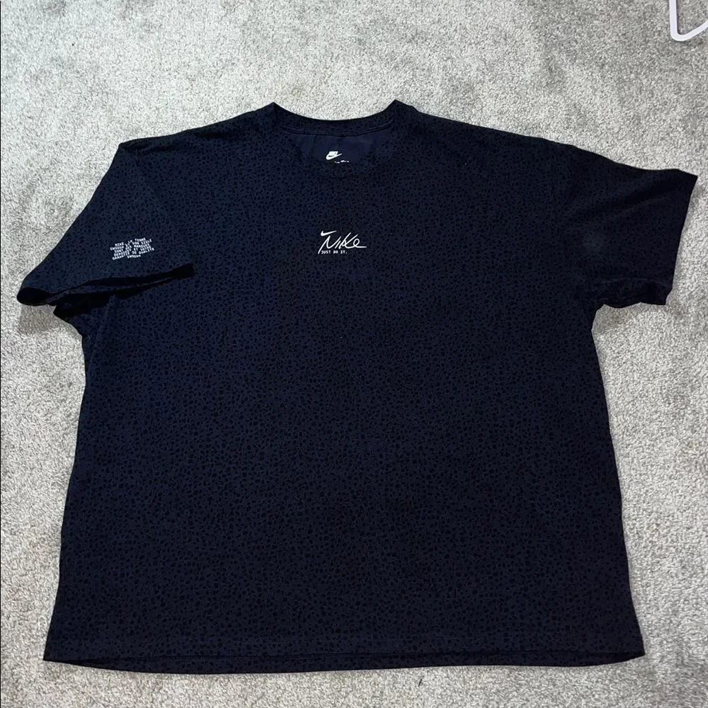 Navy Blue Black Nike Tee Shirt XXL Leopard Print Just Do It Printed Sleeve JDI